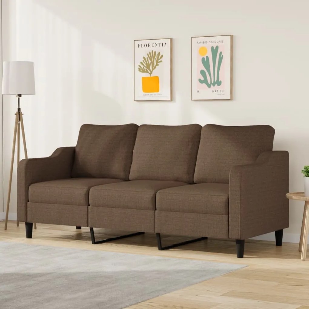 vidaXL Sofá de 3 lugares tecido 180 cm castanho