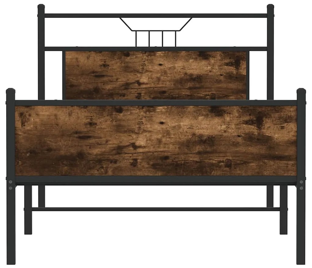 Estrutura de cama sem colchão 107x203 cm carvalho fumado