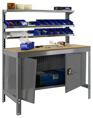 Bancada de Trabalho SIMONWORK BT1 C/ ARMÁRIO 900 Casa, Escritório, Garagem, Oficina Capacidade 75 Kg Dimensões 842x910x610 mm