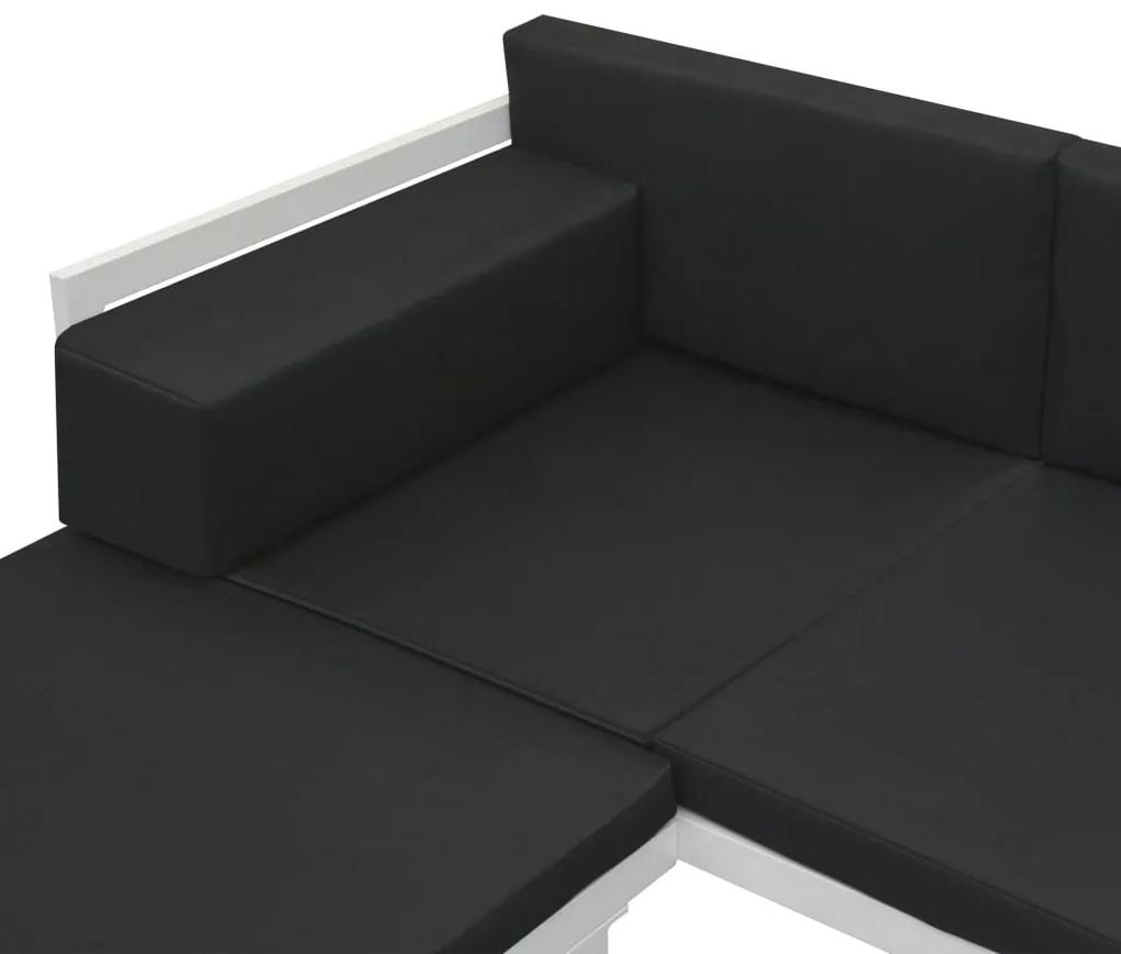 5 pcs conjunto lounge para jardim textilene e alumínio preto