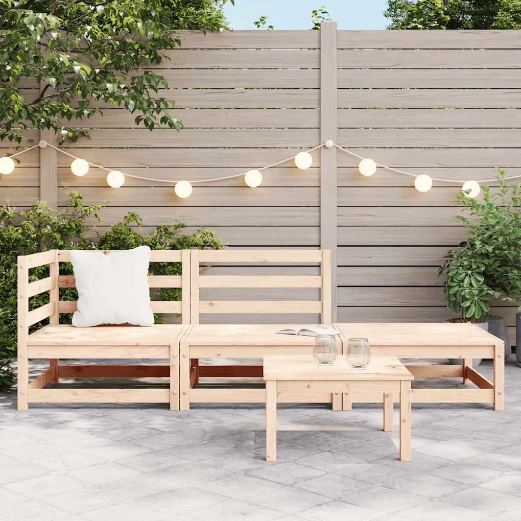 3 pcs conjunto lounge de jardim pinho maciço