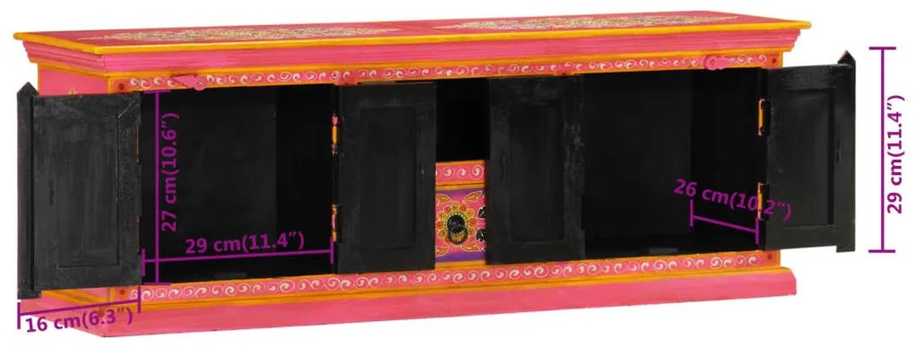 Móvel de TV 110x30x40 cm madeira de mangueira maciça rosa