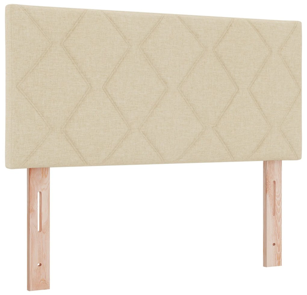 Cama Box Spring vidaXL com Colchão Creme 90x190 cm Tecido, Cabeceira v