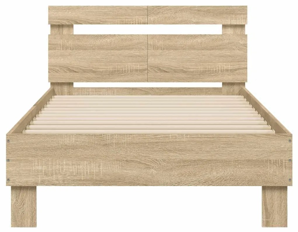 Cama sem colchão com cabeceira 100x200 cm carvalho sonoma