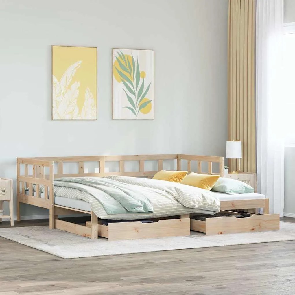 Sofá-cama com gavetão e gavetas sem colchão 90x200 cm