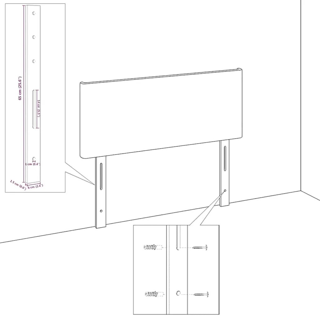 Cabeceira LED Design de Linhas Preta 80 cm Tecido