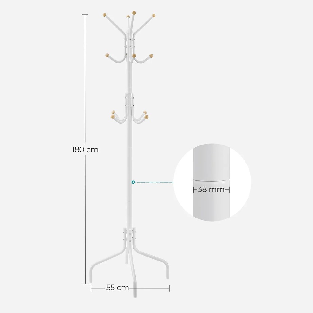 Bengaleiro metálico 55 x 55 x 180 cm branco