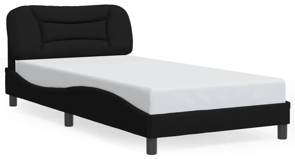 Estrutura de cama com LED sem colchão 100x200 cm tecido preto