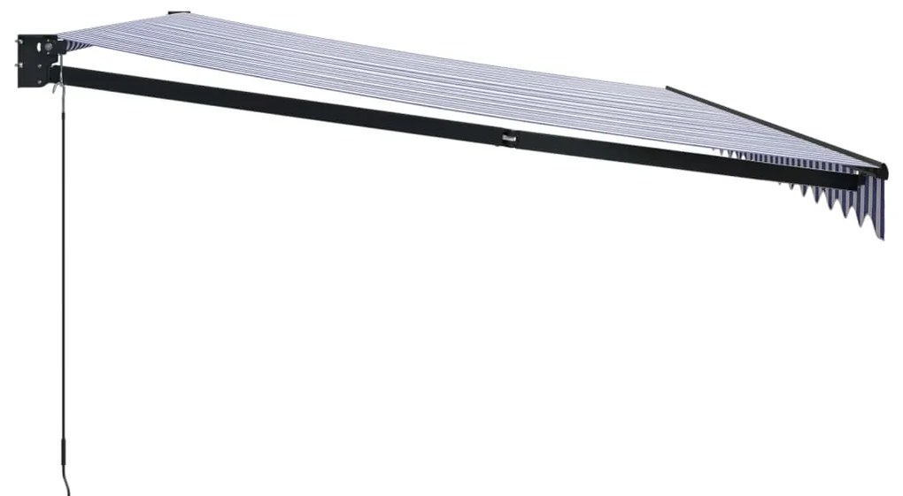 Toldo retrátil 5x3 m tecido e alumínio azul e branco