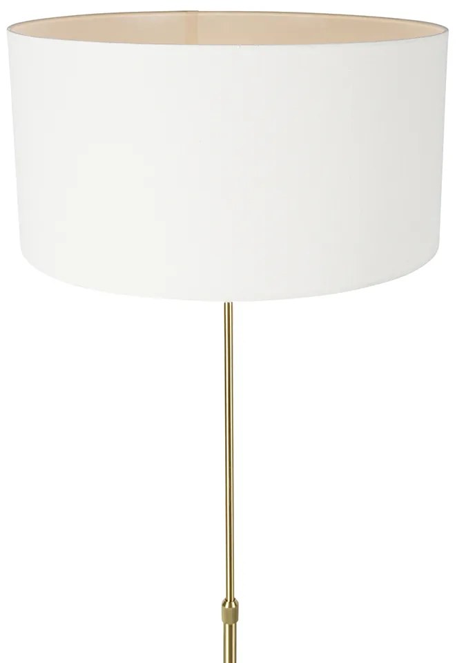 Candeeiro de chão regulável dourado com abajur branco 50 cm - Parte Design