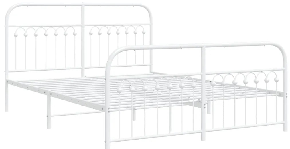 Estrutura de cama com cabeceira e pés 150x200 cm metal branco