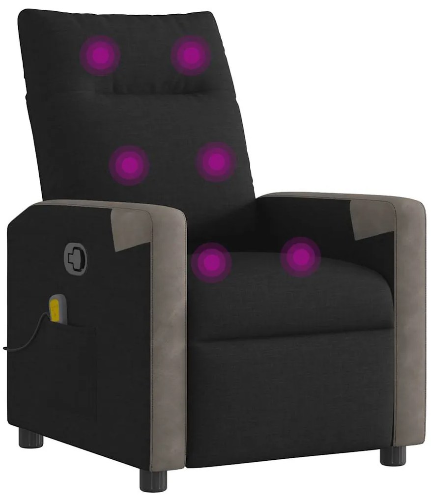 Poltrona de massagens reclinável tecido preto