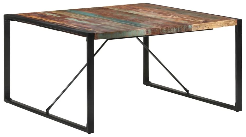 Mesa de jantar 140x140x75 cm madeira recuperada maciça