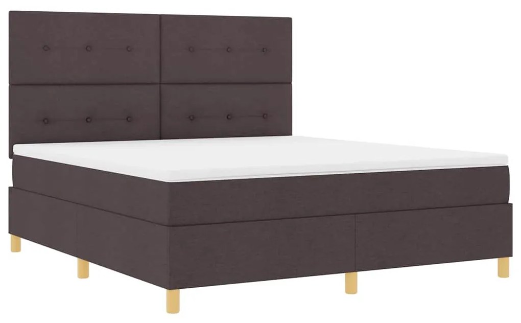 Camas Box Spring com Colchão e LED Castanho Escuro 180x200 cm Tecido