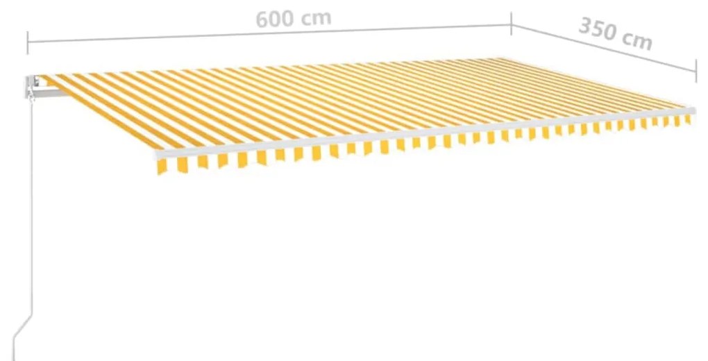 Toldo retrátil manual com LED 600x350 cm amarelo e branco