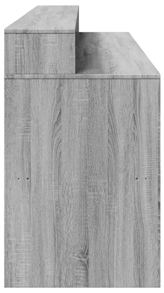 Secretária luzes LED 200x55x91cm deriv. madeira cinzento sonoma