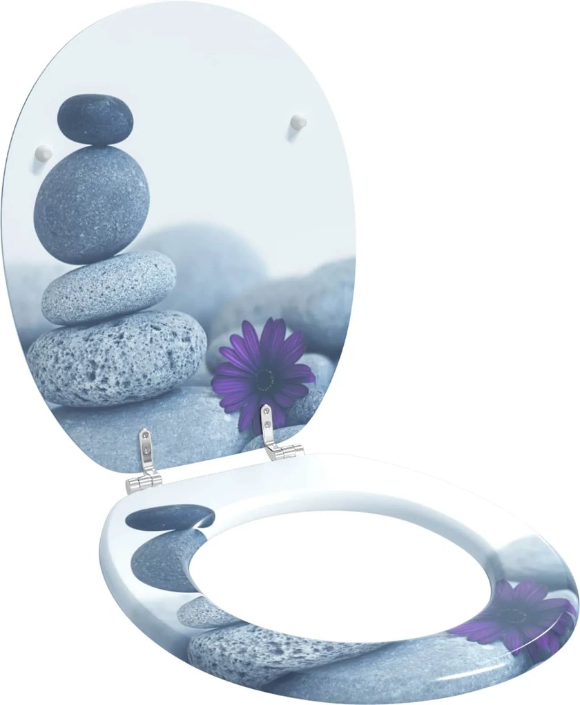 vidaXL Assento de Sanitário com Fechamento Suave Cinzento 44 x 38 cm