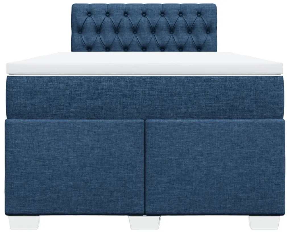 Cama boxspring com colchão 120x190 cm tecido azul