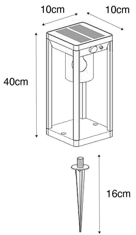 Candeeiro de pé para exterior cinzento escuro 40 cm com LED e luz regulável a energia solar - Sonne