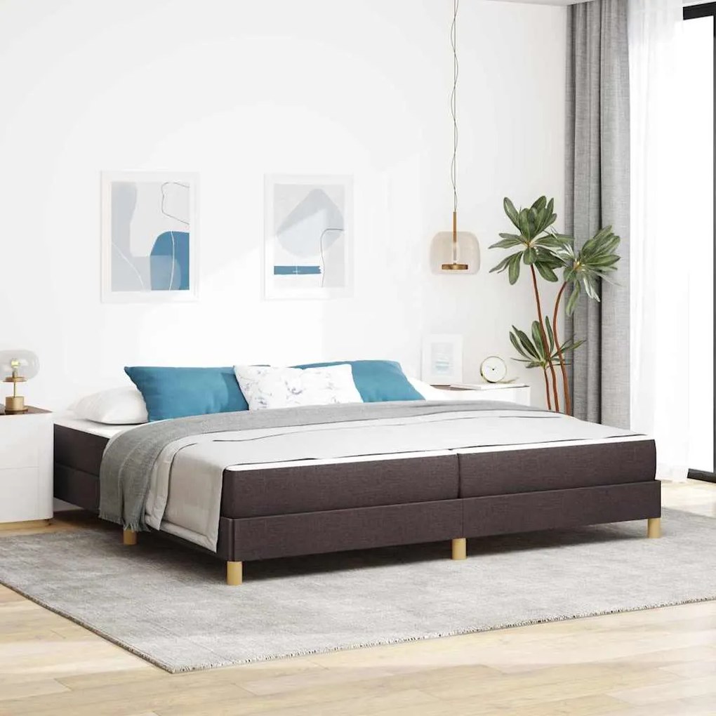 vidaXL Cama Box Marrom Escuro 200 x 200 cm tecido