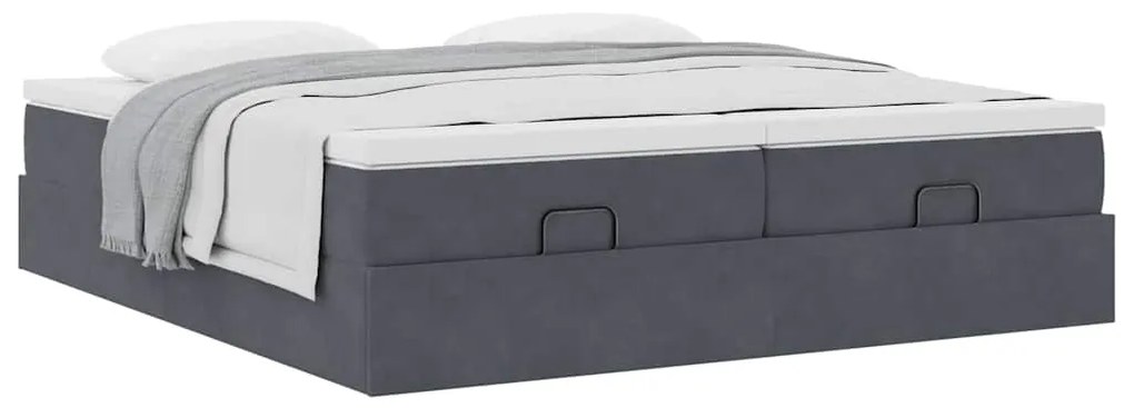 Estrutura cama otomana colchões 180x200 cm cinzento escuro