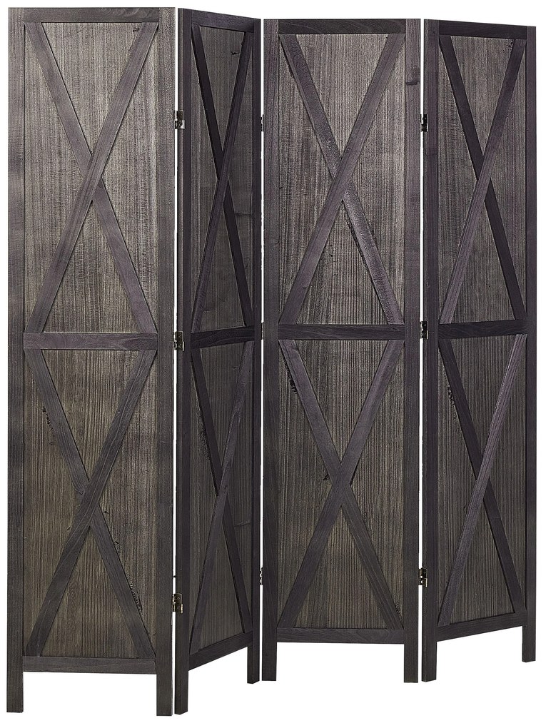 Biombo com 4 painéis em madeira preta 170 x 163 cm RIDANNA Beliani