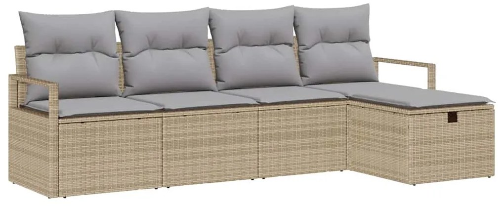 Conjunto de Sofá de Jardim vidaXL com Almofadas Bege em Rattan Poliést
