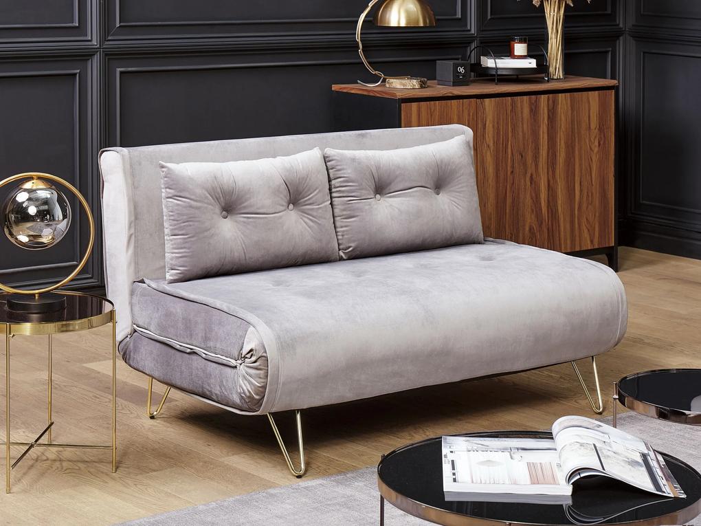 Conjunto de sofás-cama com 3 lugares em veludo cinzento VESTFOLD Beliani