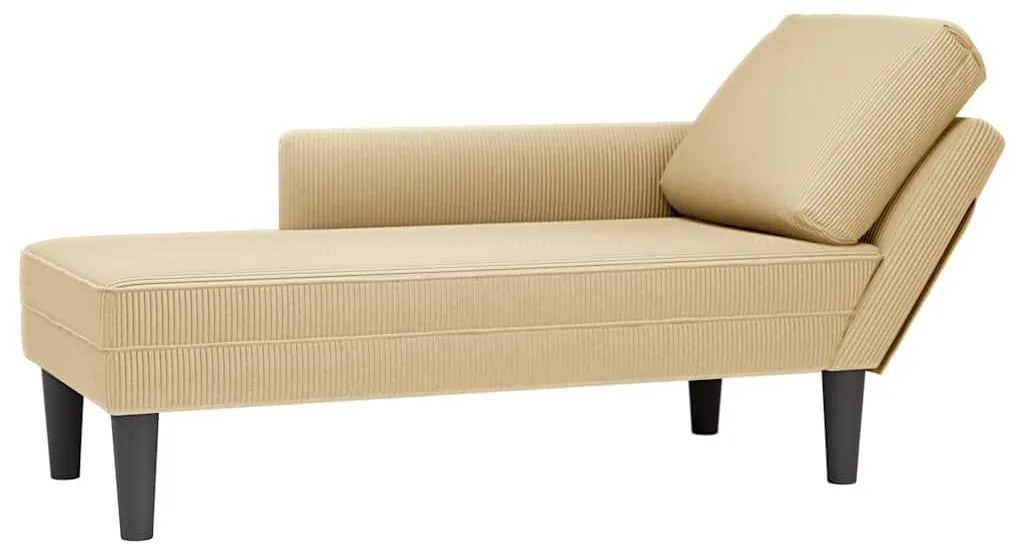 Chaise lounge com almofada tecido corduroy verde claro