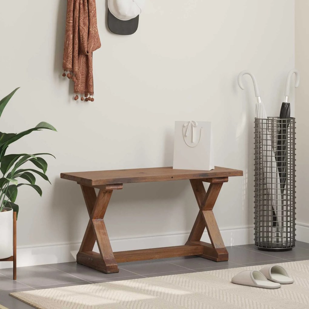 vidaXL banco Natural 85 x 35 x 47 cm Madeira recuperada maciça