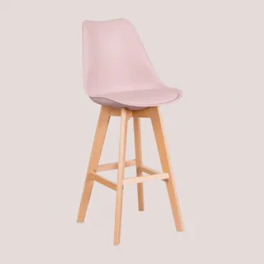 Pack De 2 Bancos Altos 75 Cm Com Almofada Em Pele Sintética Nordic Cor-de-rosa Avelã - Sklum