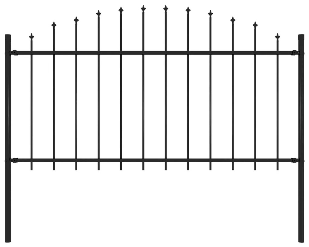 144943 vidaXL Cerca de jardim com topo em lanças (1,25-1,5)x1,7 m aço preto