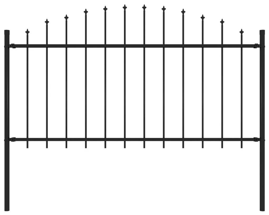 144943 vidaXL Cerca de jardim com topo em lanças (1,25-1,5)x1,7 m aço preto