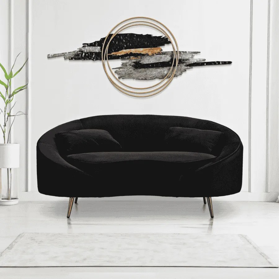 SOFÁ DE 2 LUGARES OSLO COM ALMOFADAS PRETO 148X84X68 CM