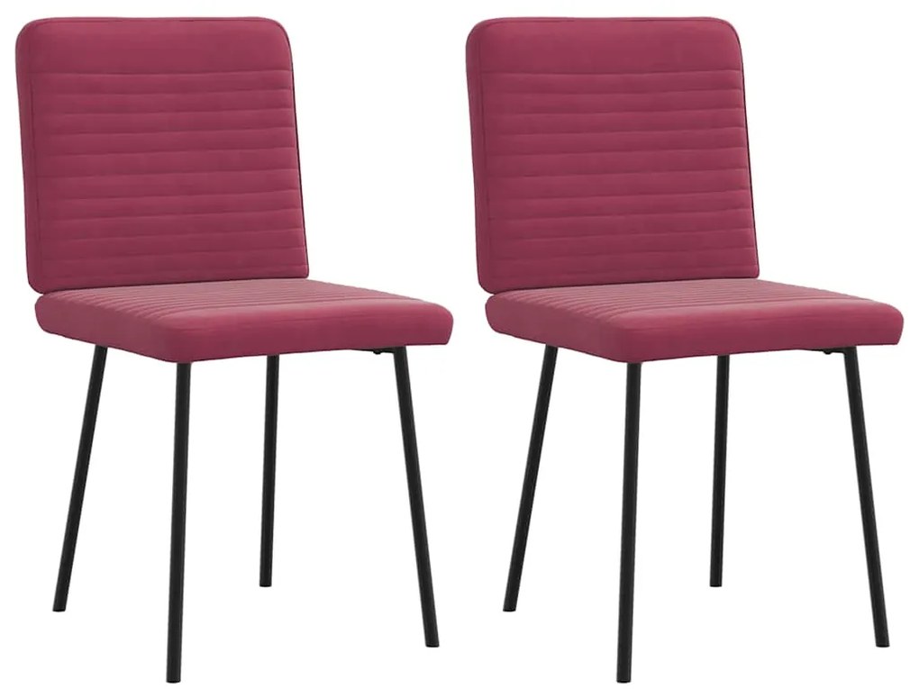 Cadeiras de jantar 2 pcs veludo vermelho tinto