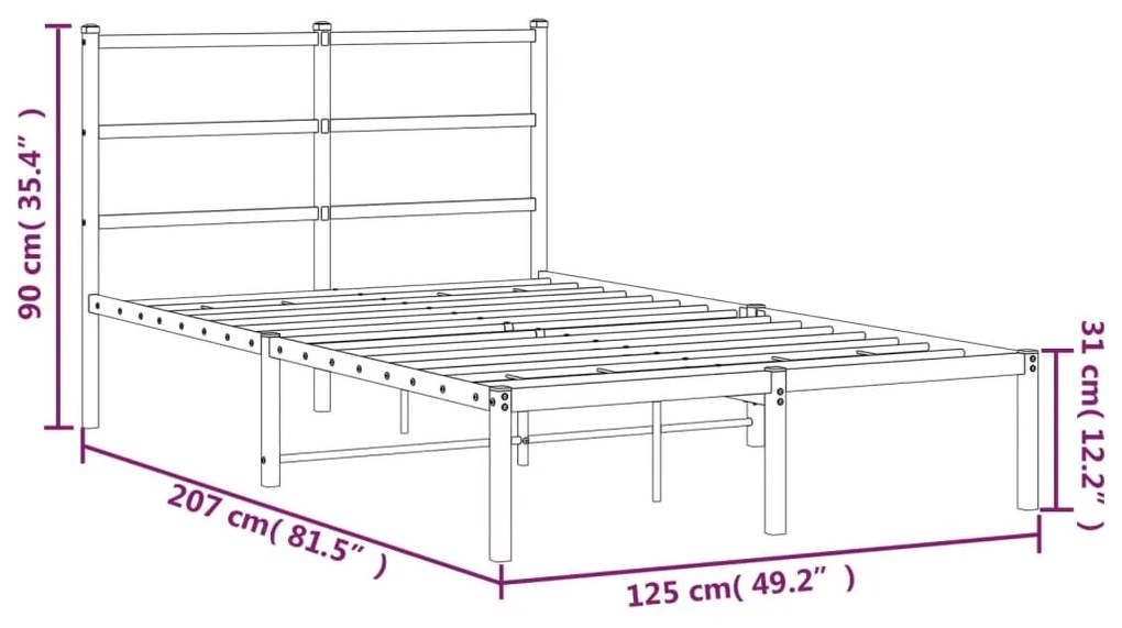 Estrutura de cama com cabeceira 120x200 cm metal preto