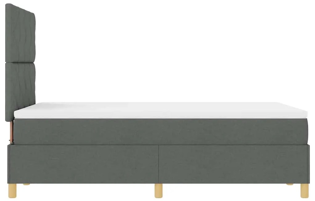 Cama Box Spring com Colchão &amp; LED Cinza Escuro 120x200 cm Tecido