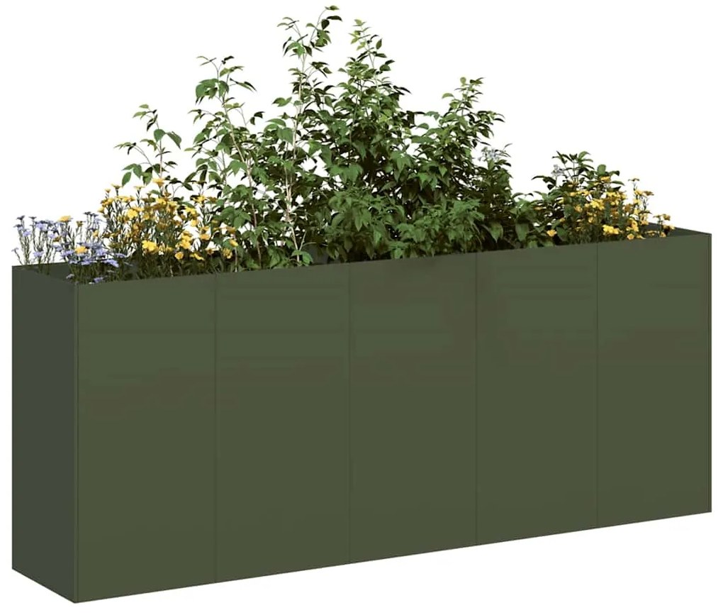 vidaXL Vaso floreira 200x40x80 cm aço laminado a frio verde