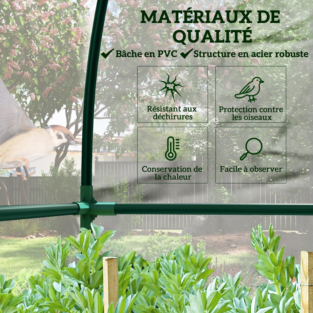 Estufa de jardim encostada, estufa de varanda, lona reforçada em PVC, 2 portas enroláveis, 214 x 118 x 212 cm, transparente