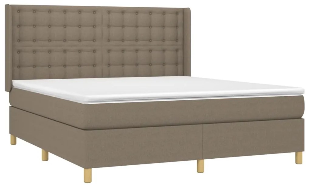 Cama box spring colchão/LED 180x200cm tecido cinza-acastanhado