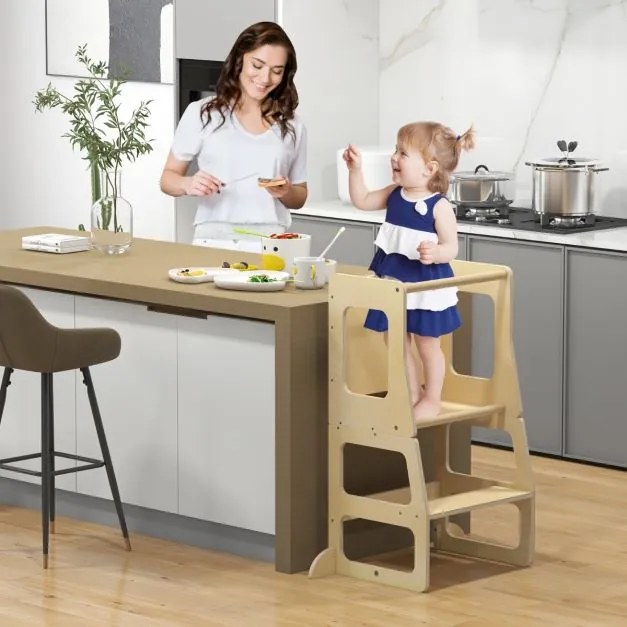 Torre de pé de cozinha dobrável 3 em 1 para crianças com mesa de quadro negro Banco de segurança para casa de banho Barra de segurança para casa de ba