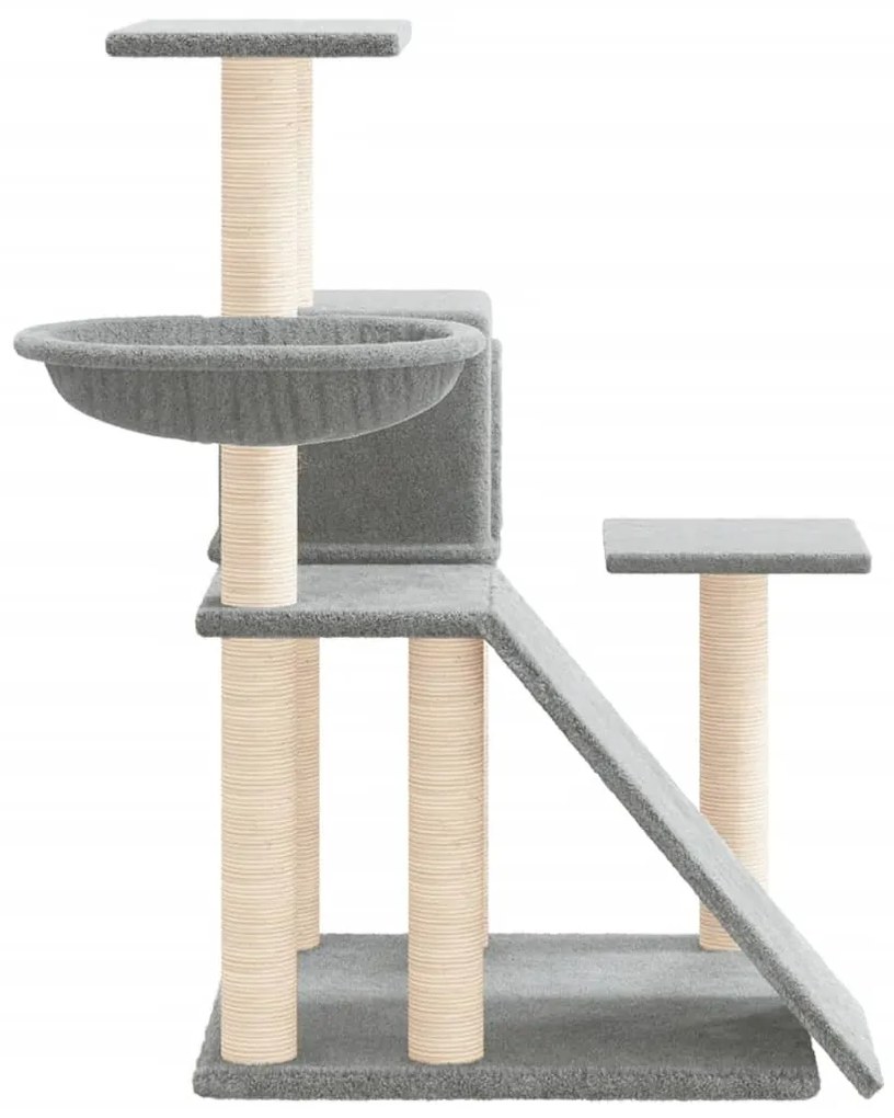 Árvore p/ gatos c/ postes arranhadores sisal 82 cm cinza-claro