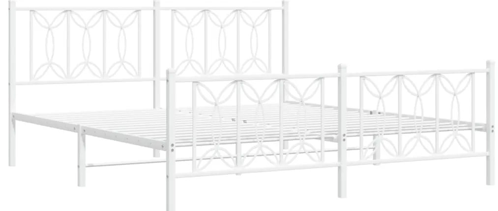 Estrutura de cama com cabeceira e pés 183x213 cm metal branco