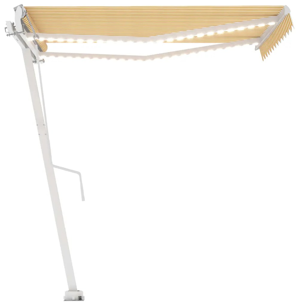 Toldo automático LED e sensor de vento 300x250cm amarelo/branco