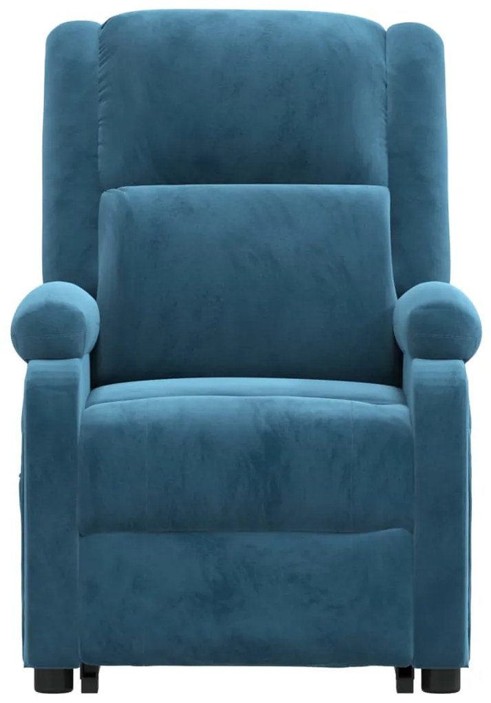 Poltrona elevatória de massagens veludo azul