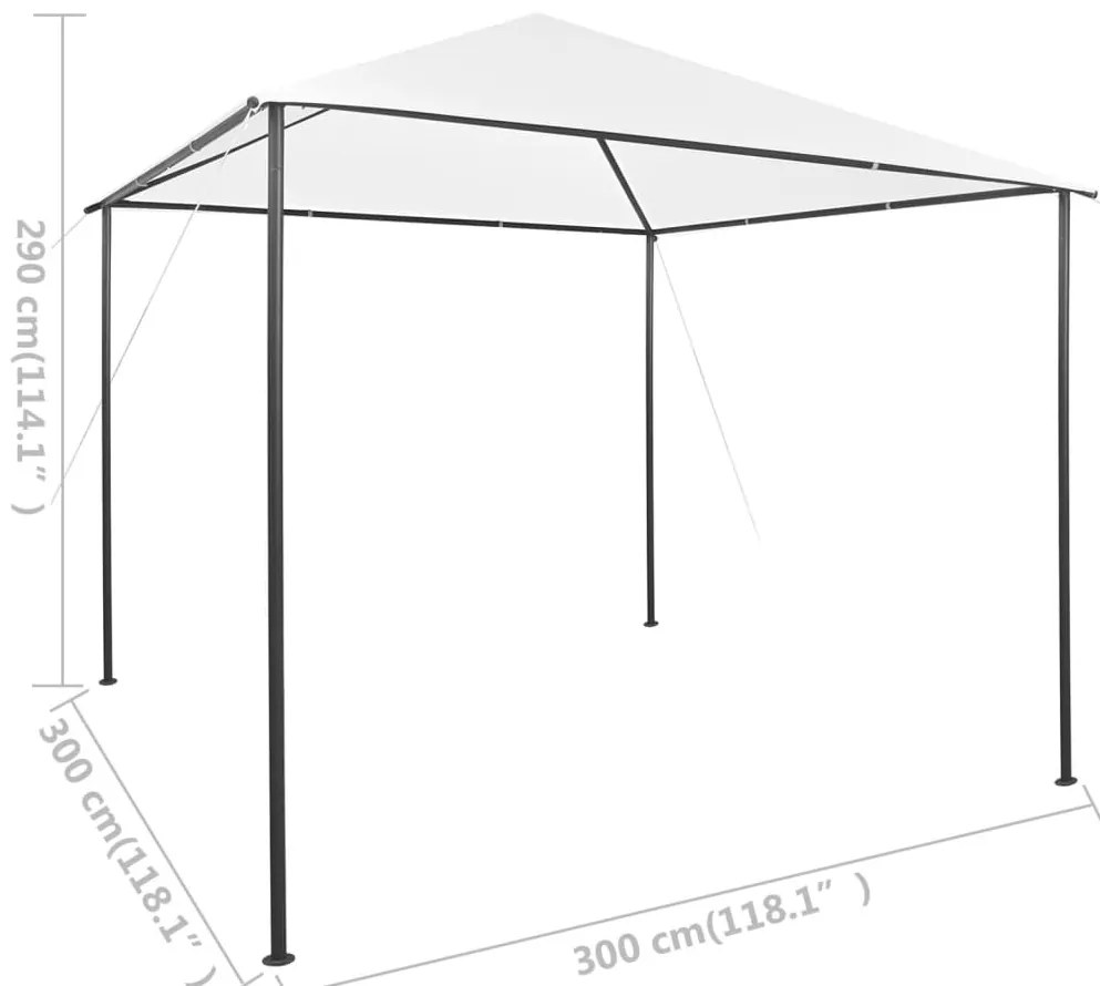 Gazebo 3x3x2,9 m 180 g/m² branco