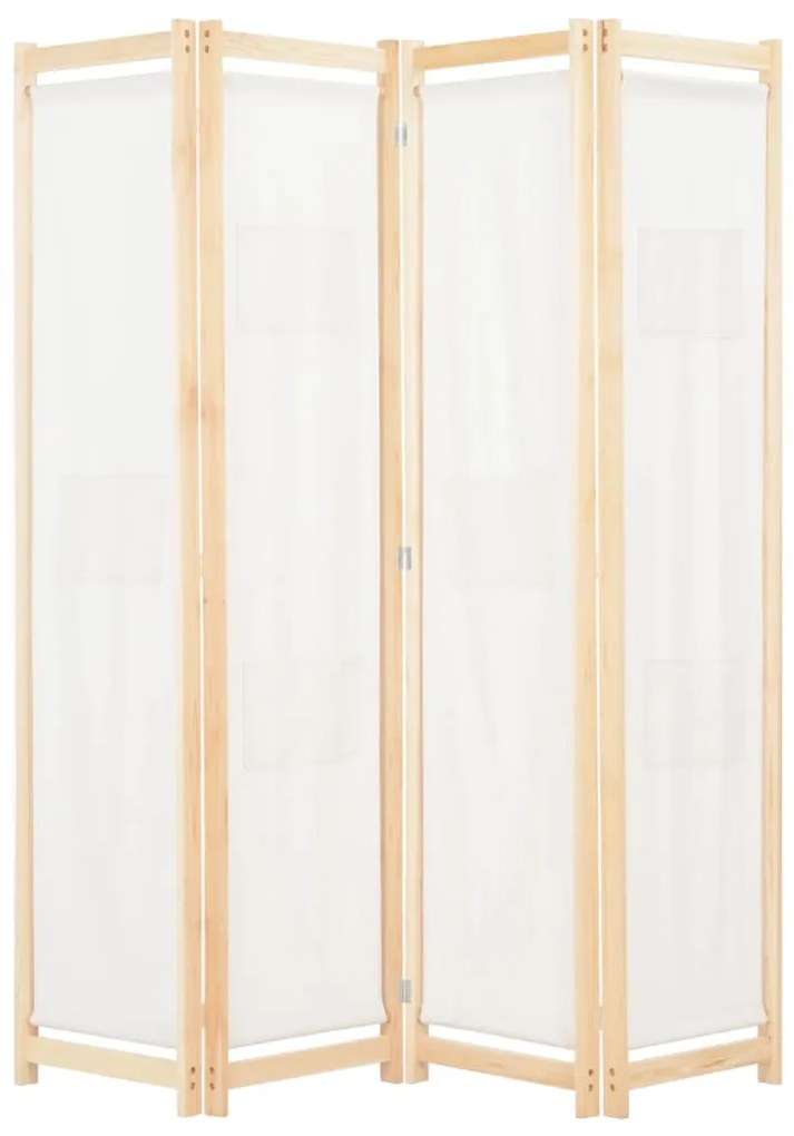 248173 vidaXL Divisória de quarto com 4 painéis 160x170x4 cm tecido cor creme