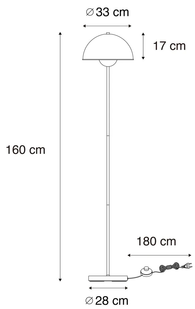 LED Candeeiro de pé inteligente preto com dourado incl. Wifi A60 - Magnax Industrial