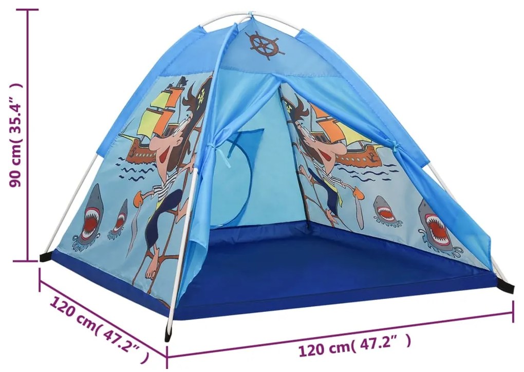 Tenda de brincar infantil 120x120x90 cm azul