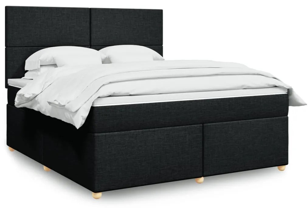 vidaXL Cama com molas/colchão 180x200 cm tecido preto